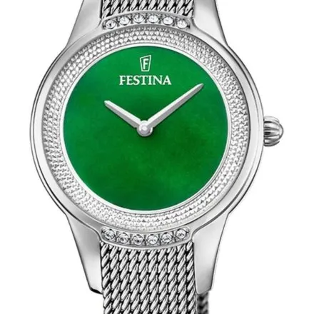 Festina Mademoiselle 20494/7 zegarek damski na bransolecie z zieloną tarczą