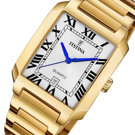 Festina Classic Bracelet 20678/1 Zegarek Męski złoty z prostokątną kopertą na bransolecie