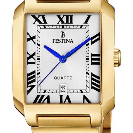 Festina Classic Bracelet 20678/1 Zegarek Męski złoty z prostokątną kopertą na bransolecie