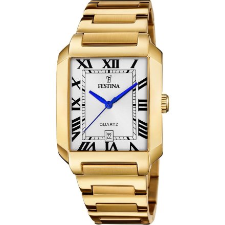 Festina Classic Bracelet 20678/1 Zegarek Męski złoty z prostokątną kopertą na bransolecie