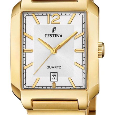 Festina Classic Bracelet 20678/2 Zegarek Męski złoty z prostokątną kopertą na bransolecie