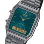 Casio Vintage zegarek w stylu retro z wyświetlaczem i zieloną tarczą AQ-230EGG-3AEF
