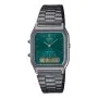 Casio Vintage zegarek w stylu retro z wyświetlaczem i zieloną tarczą AQ-230EGG-3AEF