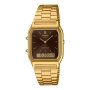 Casio Vintage złoty zegarek w stylu retro z wyświetlaczem i brązową tarczą AQ-230GA-5AMQYES