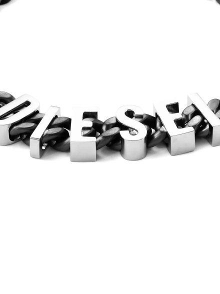 Diesel FONT bransoletka męska łańcuch logo czarna DX1486060