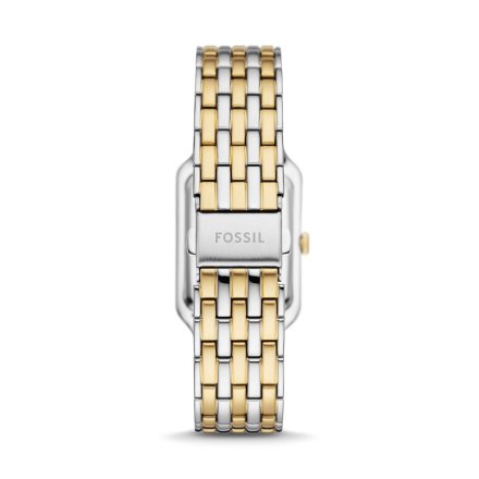 Fossil Raquel zegarek damski srebrno-złoty prostokąt z perłową tarczą ES5305