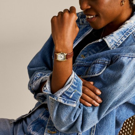 Fossil Harlow zegarek damski złoty retro na brązowym pasku ES5364