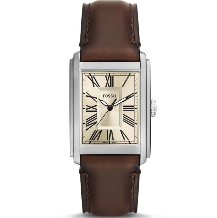 Fossil Carraway zegarek męski prostokąt srebrny na pasku FS6012