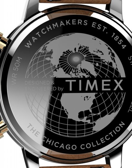 Męski zegarek Timex Chicago Chronograph z brązowym paskiem TW2U39000