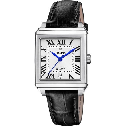 Festina Classic Bracelet 20682/3 Zegarek Damski srebrny  z kwadratową kopertą na czarnym pasku