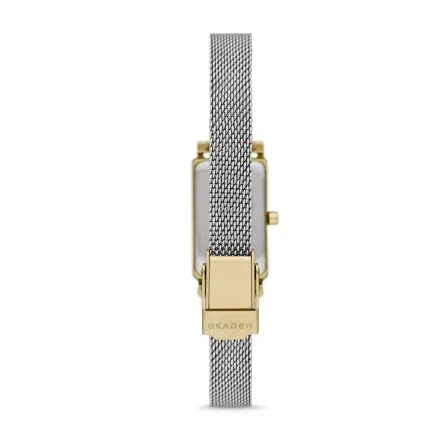 Skagen HAGEN MICRO zegarek damski srebrno-złoty prostokąt SKW3147
