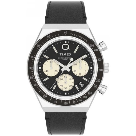 Męski zegarek Q Timex Chronograph z czarnym paskiem TW2V42700