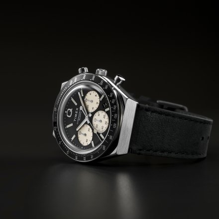Męski zegarek Q Timex Chronograph z czarnym paskiem TW2V42700