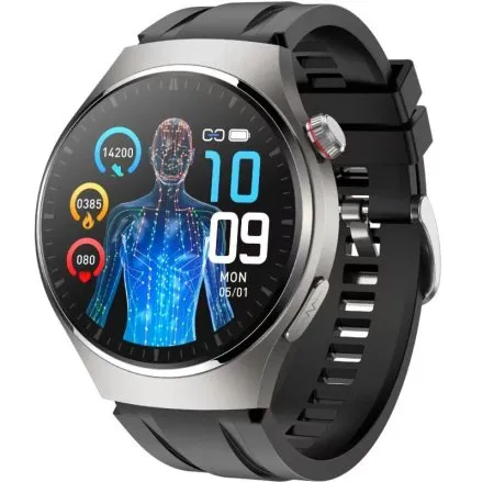Rubicon RNCF32 srebrny smartwatch z pomiarem EKG i cukru SMARUB300