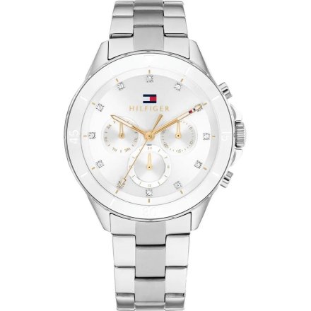 Tommy Hilfiger Mellie zegarek damski srebrny z białą tarczą 1782707