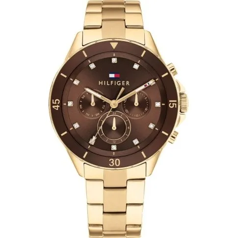Tommy Hilfiger Mellie zegarek damski złoty z brązową tarczą 1782709 ...