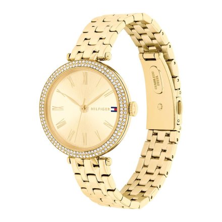 Tommy Hilfiger Natalie zegarek damski złoty z pierścieniem z cyrkonii 1782718