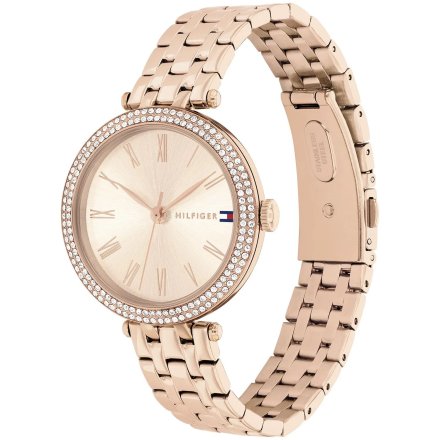 Tommy Hilfiger Natalie zegarek damski różowozłoty z pierścieniem z cyrkonii 1782721
