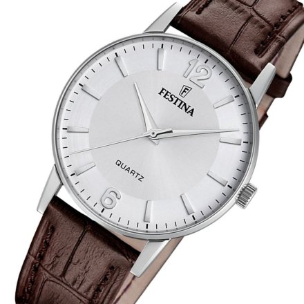 Festina Classic 20690/2 Zegarek Męski z czytelną tarczą na brązowym pasku