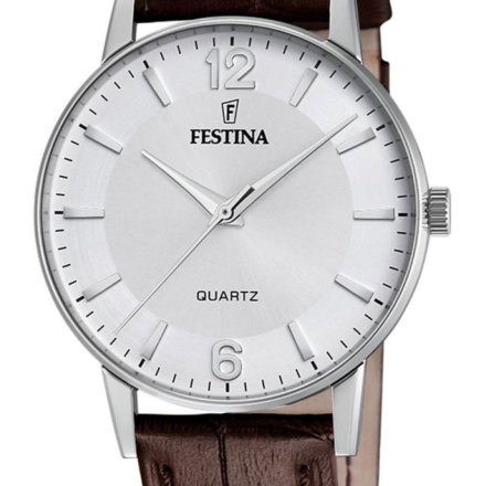 Festina Classic 20690/2 Zegarek Męski z czytelną tarczą na brązowym pasku