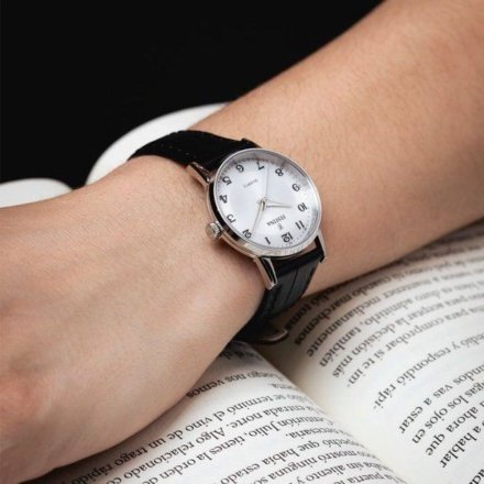 Festina Classic 20691/1 Zegarek Damski srebrny z cyferkami na czarnym pasku