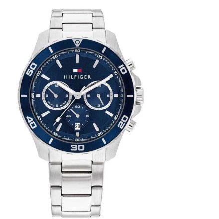 Tommy Hilfiger Jordan zegarek męski srebrny z granatową tarczą 1792094