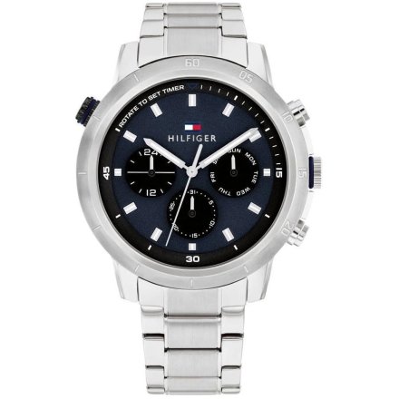 Tommy Hilfiger Troy zegarek męski srebrny z dwukolorową tarczą 1792104