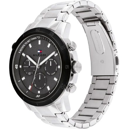 Tommy Hilfiger Troy zegarek męski srebrny z szarą tarczą 1792106