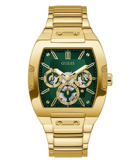 Guess Phoenix zegarek męski złoty z zieloną tarczą na bransolecie GW0456G3