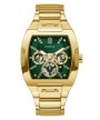 Guess Phoenix zegarek męski złoty z zieloną tarczą na bransolecie GW0456G3