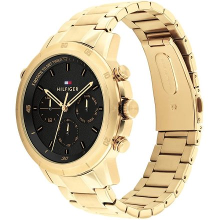 Tommy Hilfiger Troy zegarek męski złoty z czarną tarczą 1792109
