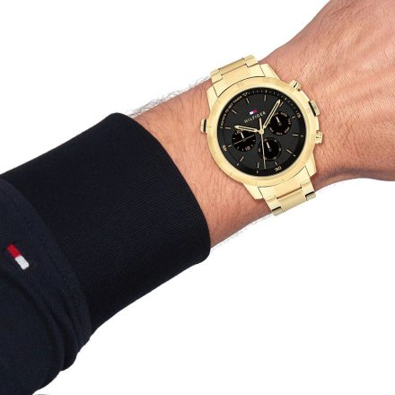 Tommy Hilfiger Troy zegarek męski złoty z czarną tarczą 1792109