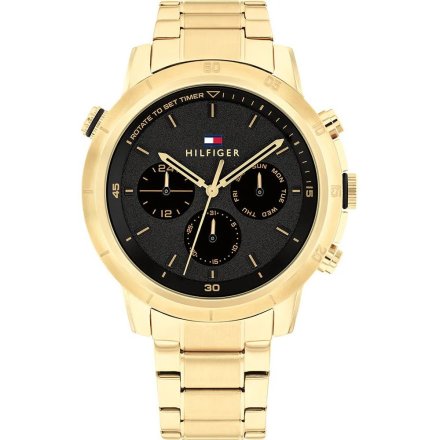 Tommy Hilfiger Troy zegarek męski złoty z czarną tarczą 1792109