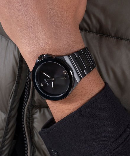 Guess Vinyl zegarek męski czarny klasyczny na bransolecie GW0833G2