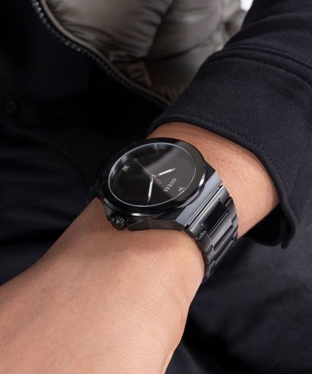 Guess Vinyl zegarek męski czarny klasyczny na bransolecie GW0833G2