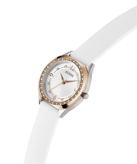 Guess Charlotte zegarek damski biały z kryształkami GW0820L3
