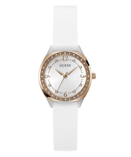 Guess Charlotte zegarek damski biały z kryształkami GW0820L3
