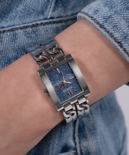 Guess Mod ID zegarek damski srebrny jeans GW0807L1