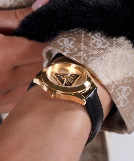 Guess Tri Plaque zegarek damski złoty na pasku GW0744L2