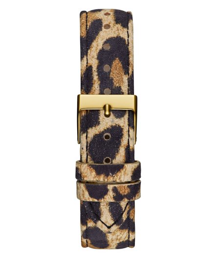 Guess Glitz Plaque zegarek damski złoty na pasku panterka GW0745L2
