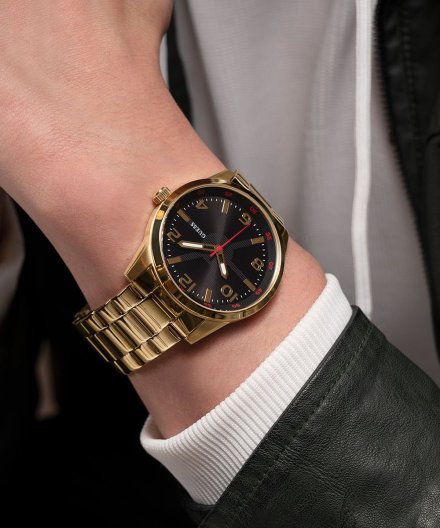 Guess Monte zegarek męski klasyczny złoty na bransolecie GW0804G3