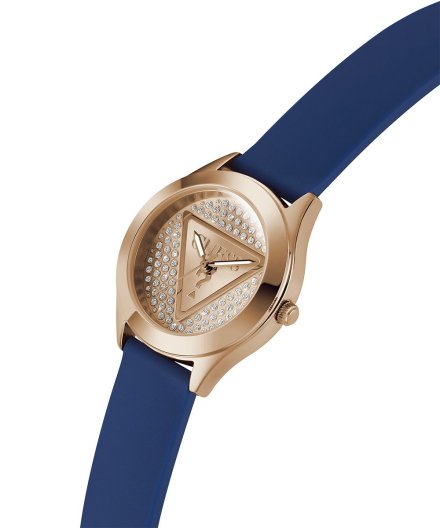 Guess Glitz Plaque zegarek damski różowozłoty na pasku GW0745L4