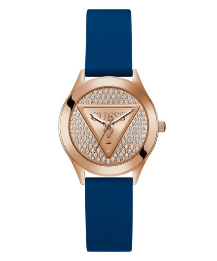 Guess Glitz Plaque zegarek damski różowozłoty na pasku GW0745L4