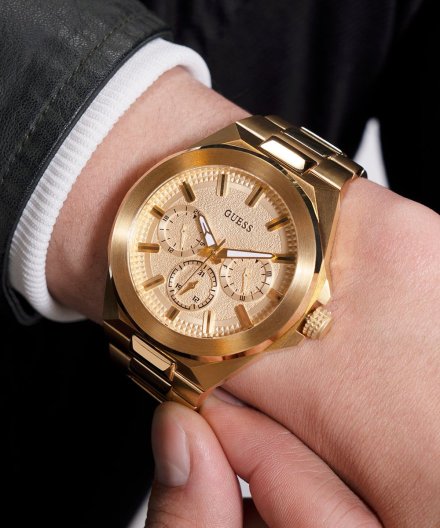 Guess Dashboard zegarek męski złoty na bransolecie GW0798G2