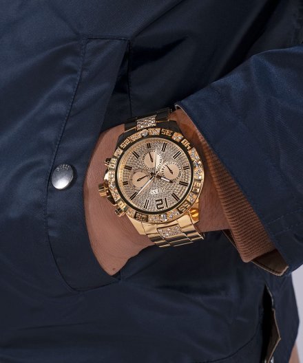Guess Majestic zegarek męski złoty na bransolecie GW0796G2