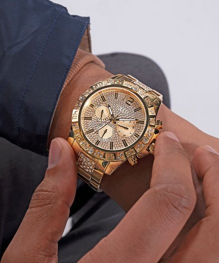 Guess Majestic zegarek męski złoty na bransolecie GW0796G2