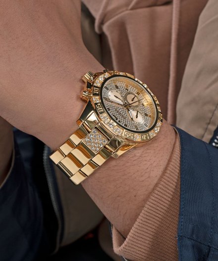 Guess Majestic zegarek męski złoty na bransolecie GW0796G2