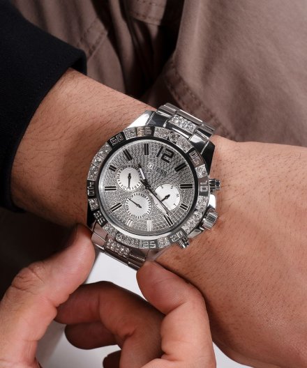 Guess Majestic zegarek męski srebrny na bransolecie GW0796G1