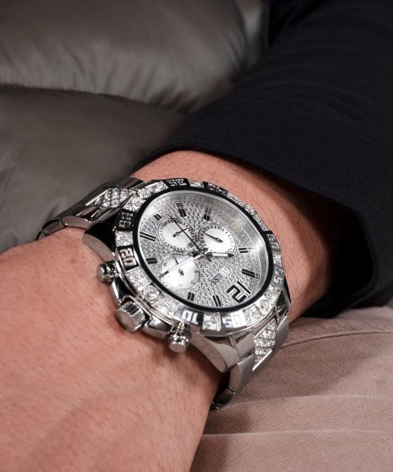 Guess Majestic zegarek męski srebrny na bransolecie GW0796G1