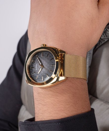 Guess Marshall zegarek męski klasyczny złoty na bransolecie mesh GW0794G2
